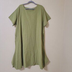 Anysize Womens Dress Linen/Cotton Asymmetric Beachy Lagenlook Over sized